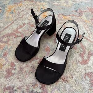 Vintage 90s / Y2K Mudd black satin strappy heels